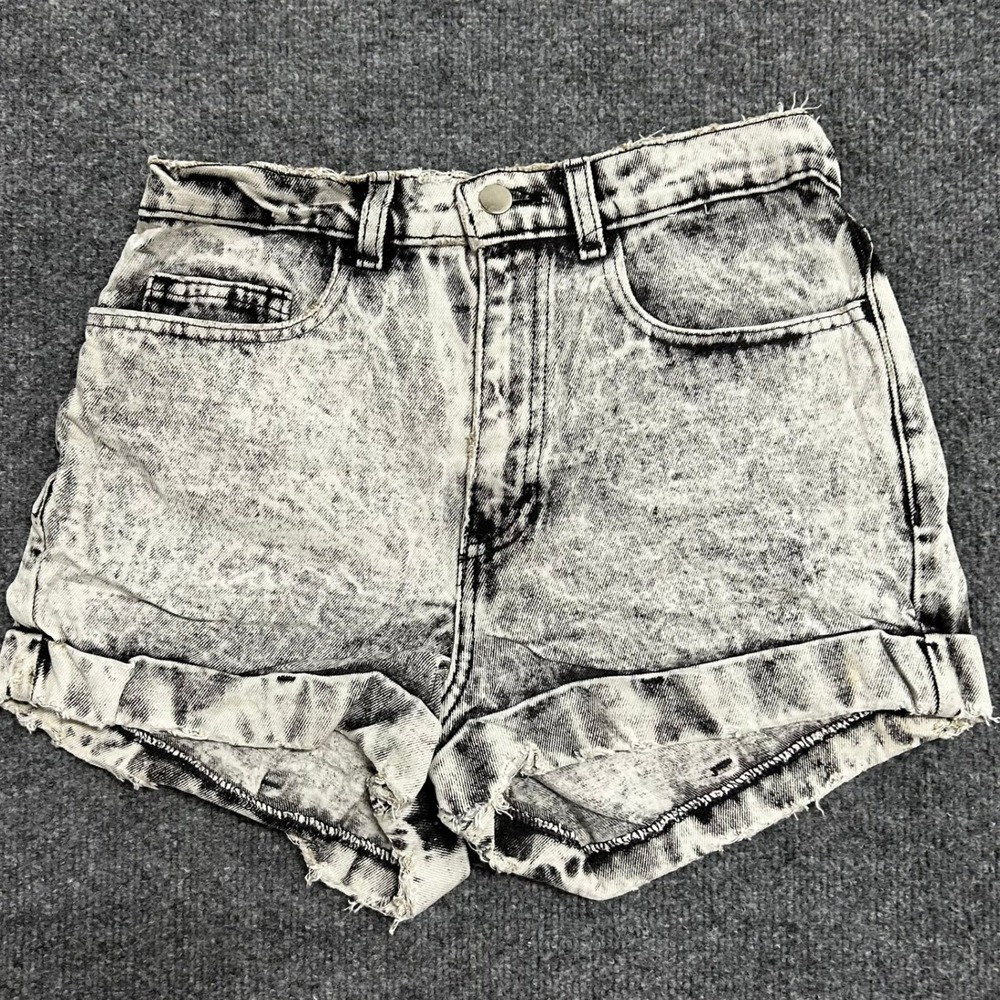 American Apparel Shorts Womens Size 28 Acid Wash High Waisted Cotton Distressed